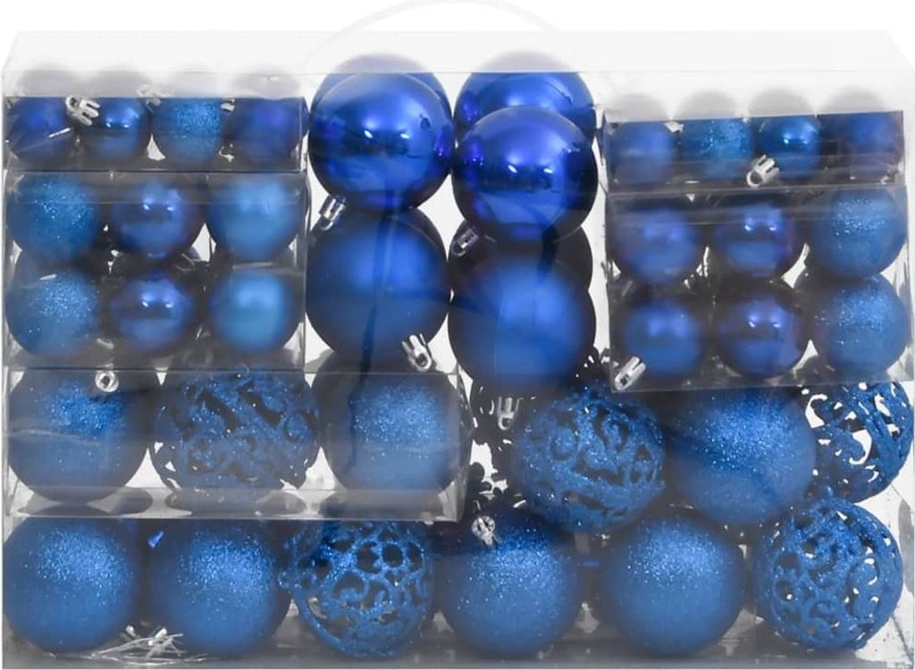 vidaXL Set de 111 boules de Noël bleu polystyrène Image du produit 