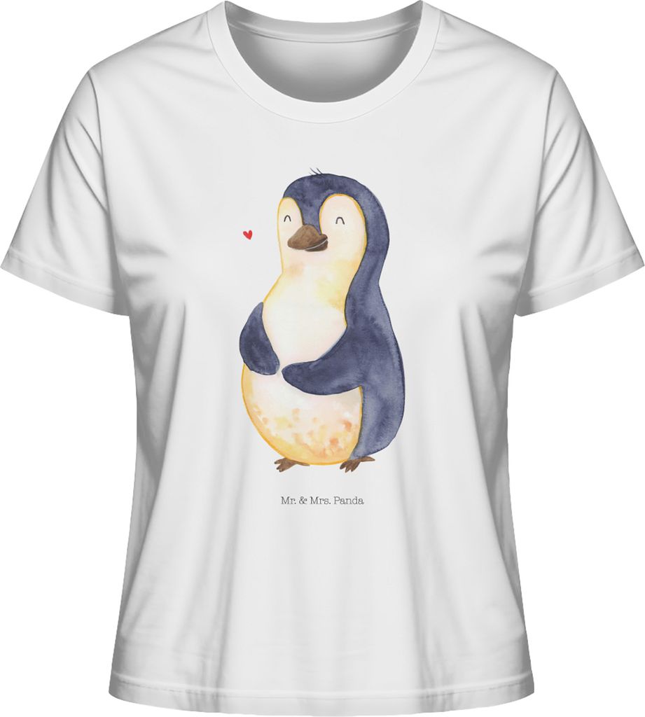 Mr. & Mrs. Panda Basic Shirt Damen Pinguin Diät Größe L - Weiß - Geschenk, Gewicht, Pinguine, T-Shirt Kurzarm, Sommershirt, Kurzarmshirt, Motiv...
