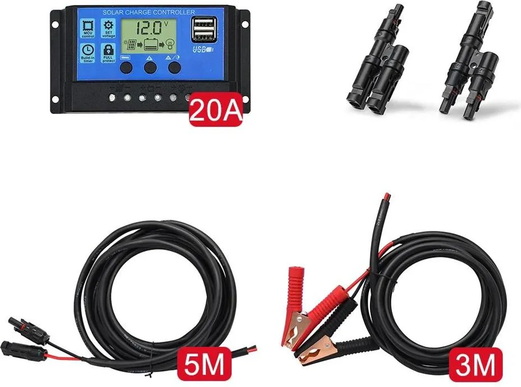 Regolatore Solare 20A 12V Kit Completo per Viaggi in Libertà - 1