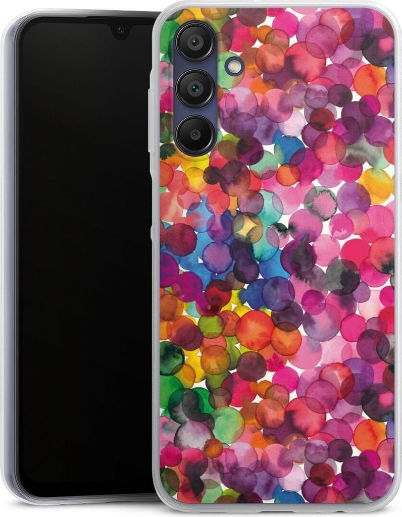 DeinDesign Slim Hülle für Samsung Galaxy A15 Silikon Case Ultra Dünn Handyhülle Punkte Wasserfarbe bunt