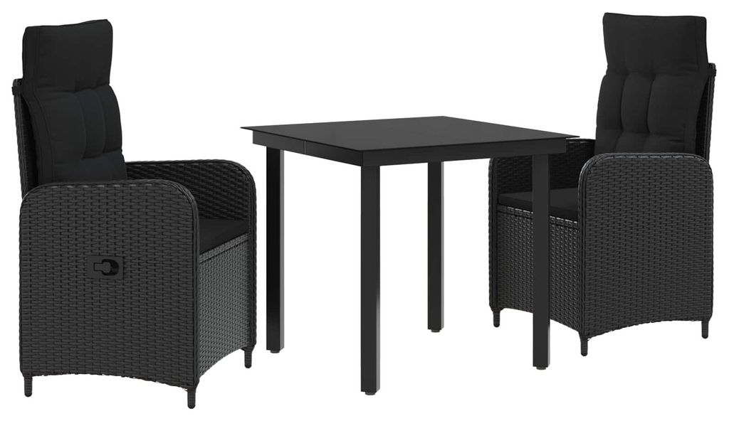 Sofa-Tischset mit Kissen mit Kissen 3 pcs Schwarz
