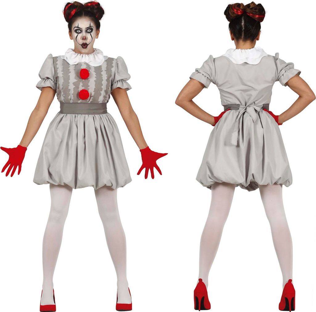 Graues Clown-Halloweenkostüm 42-44 L Produktbild 