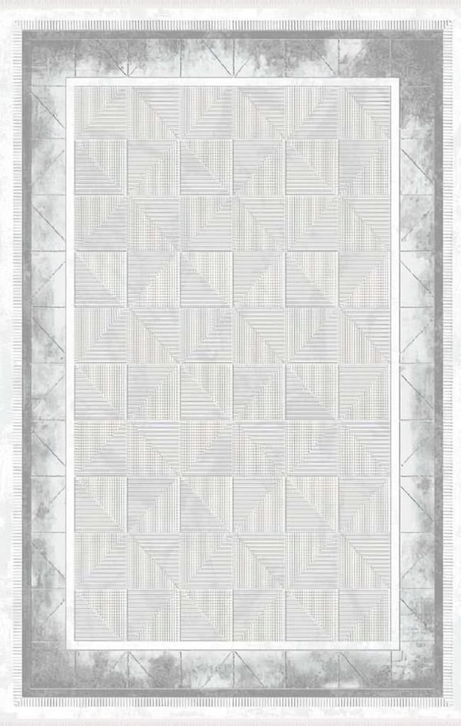 Kunstfaserteppich Teppich Geometrisches Muster Bordüre Kurzflor Grau