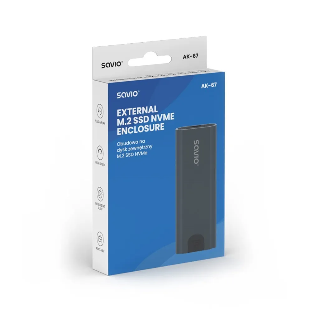 Savio AK-67 Enclosure SSD M.2 Grigio Siderale USB-C 3.1 NVMe - 3
