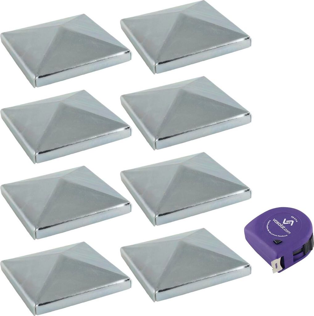 vasalat Pfostenkappe 8x8 cm - Pfosten Abdeckkappen - Pfostenabdeckung Stahl verzinkt - 8 Stück