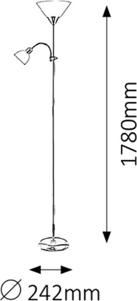 Stehleuchte Action aus Metall Kunststoff gold/ weiß Ø24,2cm H:178cm mit eingebautem Schalter