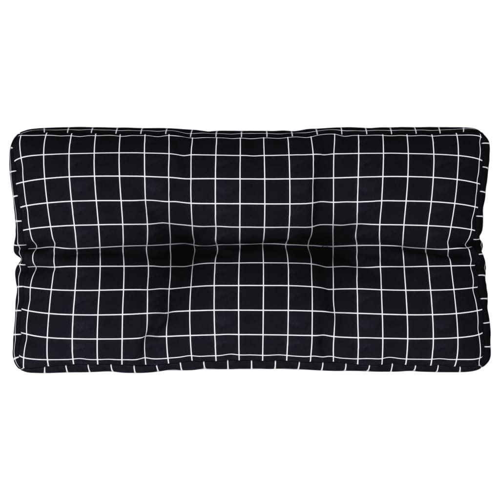 Palettenkissen Schwarz Karomuster 70x40x12 cm Stoff