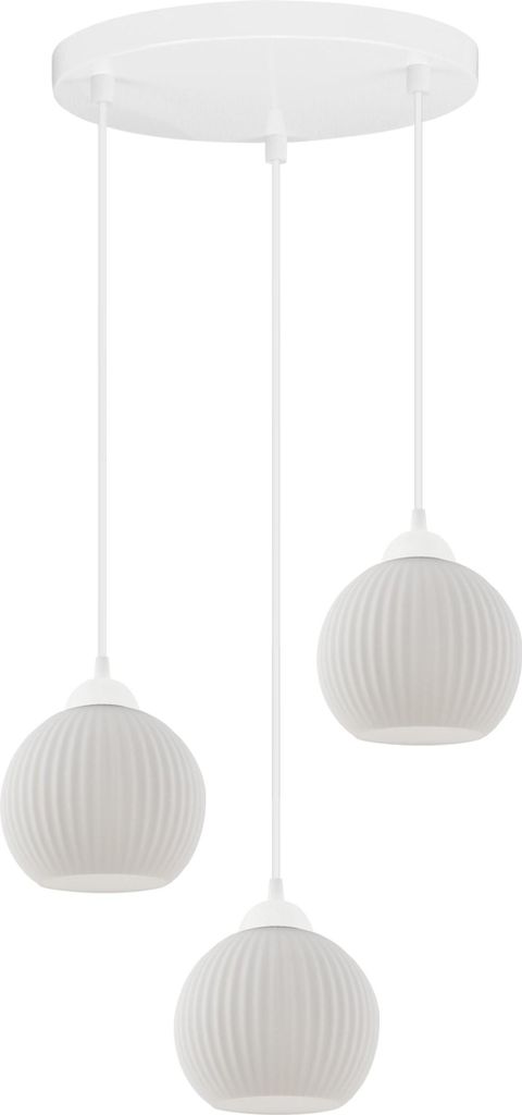 Závesná lampa Riffle biela 3-svetelná s bielym guľovým Obrázok produktu 