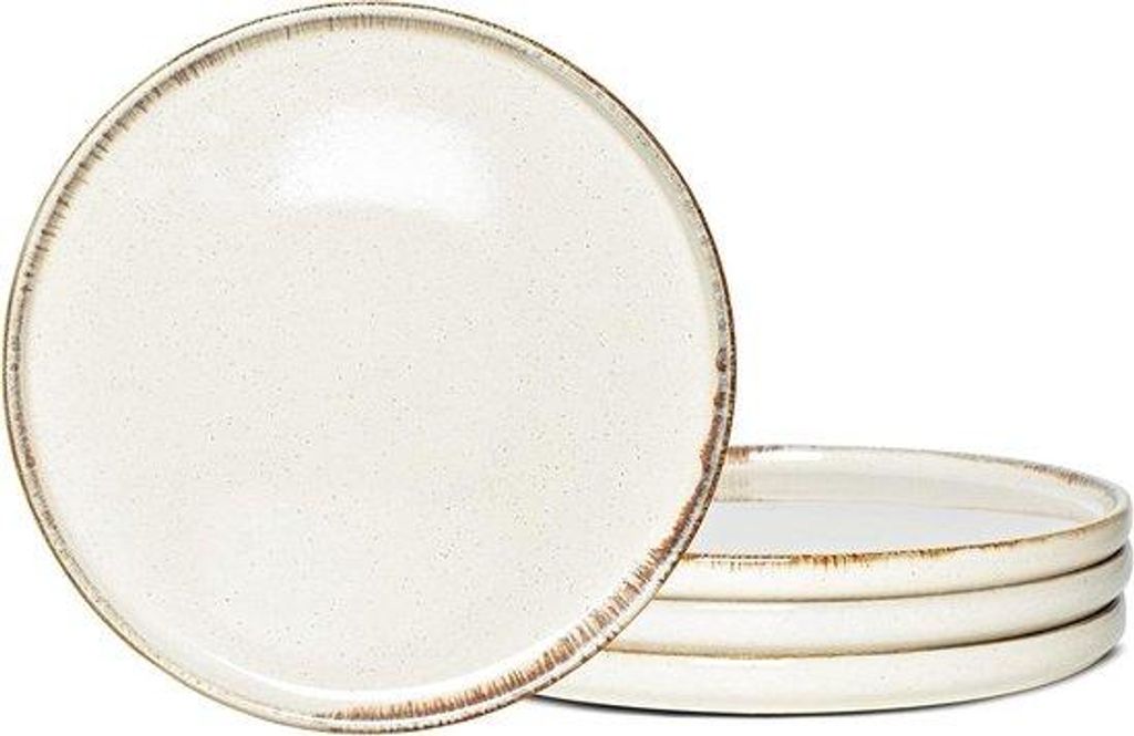 Porzellan Teller-Set - Alltagsgegenstände - Einzigartiges Reaktives Glasur - 26.5 cm - Beige