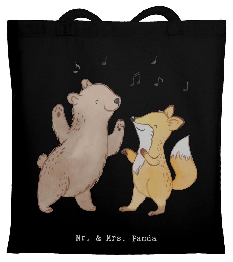 Mr. & Mrs. Panda Tote Bag Hase Tanzen - Schwarz - Geschenk, Schultasche, Tanzkurs, Shopping Tasche, Tanzschule, Jutetasche, stoff shopper, gehen