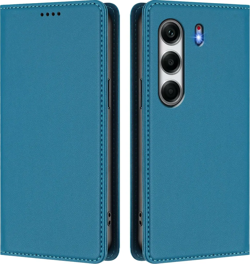 Custodia per Tecno Camon 40 Pro 4G, Flip Cover in Finto cuoio antiurto magnetica con supporto Blu