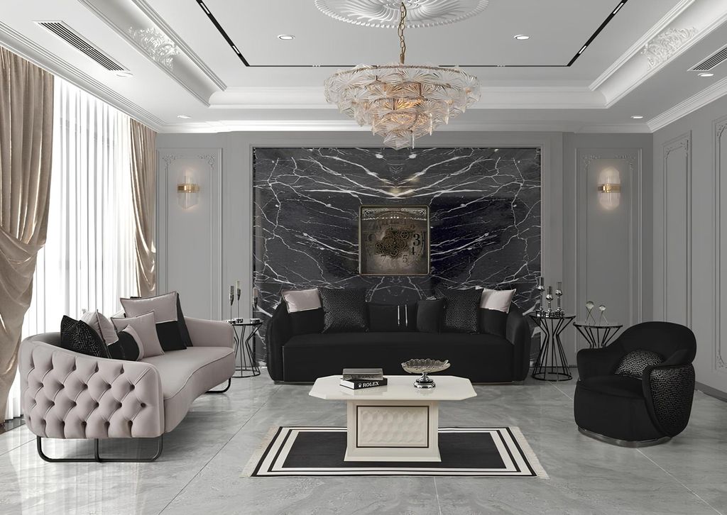 Wohnzimmer Couch Sofa Viersitzer + Sessel Chesterfield Textil Stoff Couchen