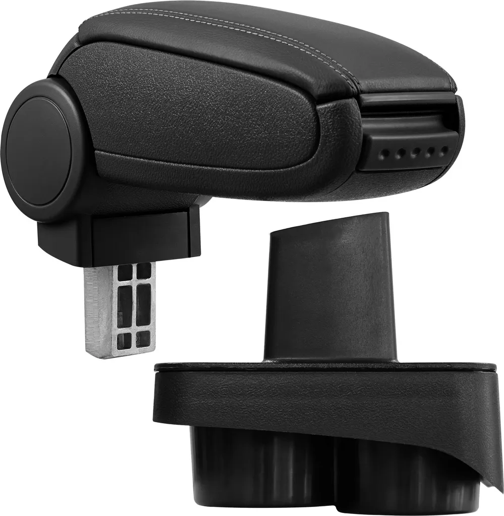 [Bracciolo centrale, perfetto per VW Polo 9N / 9N2 / 9N3 - bracciolo con vano portaoggetti - rivestito - pelle artificiale - nero