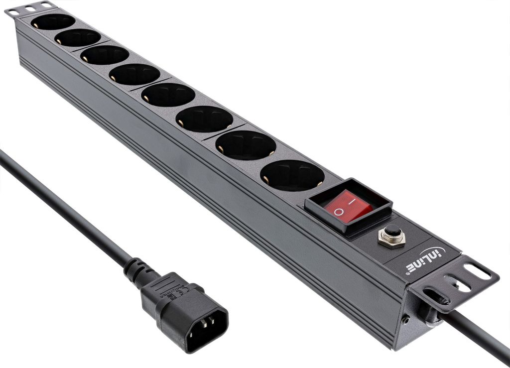 InLine - Steckdosenleiste (Rack - einbaufähig) - 2500 Watt - Eingabe, Eingang IEC 60320 C14 - Ausgangsanschlüsse: 8 (8