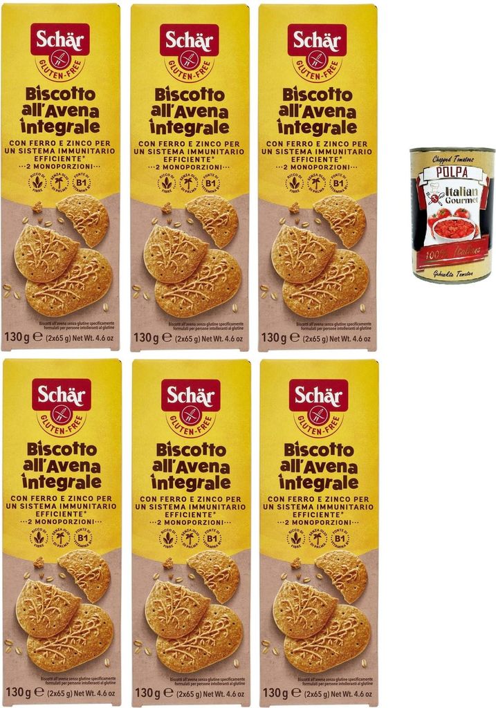 Schär, Biscotto all'Avena Ricco di Fibre integrale, Haferkekse reich an Vollkornfasern, Quelle für Vitamin B1 und Eisen, glutenfrei und palmölfr...