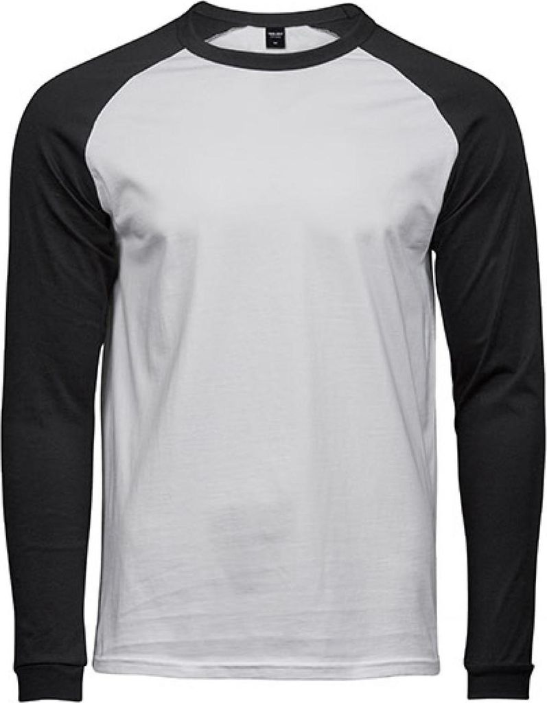 Tee Jays 5072 | Herren Baseball Tee / 100% gekämmte Baumwolle - Farbe: White/Black - Größe: M