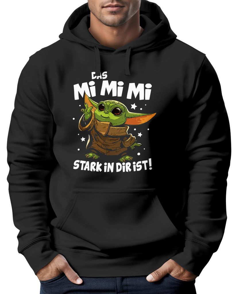 Hoodie Herren Bedruckt Spruch lustig Das Mimimi stark in dir ist Baby Fun-Motiv Parodie Kapuzen-Pullover Moonworks schwarz 3XL