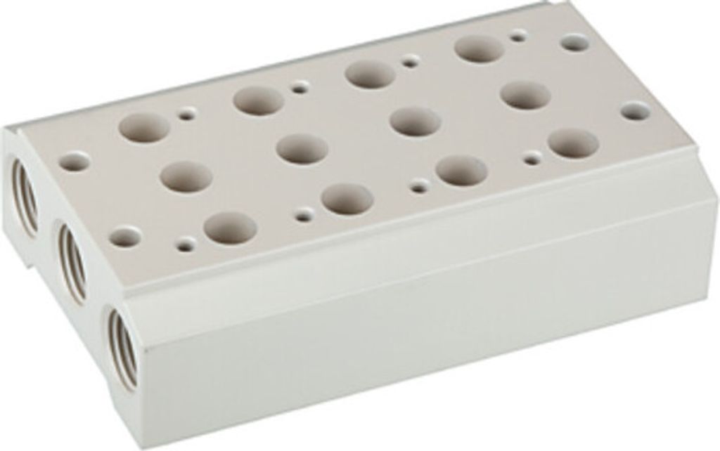 Riegler Mehrfach-Grundplatte für 5/2-5/3-Wegeventile, 3 Pos., M5, G 1/8