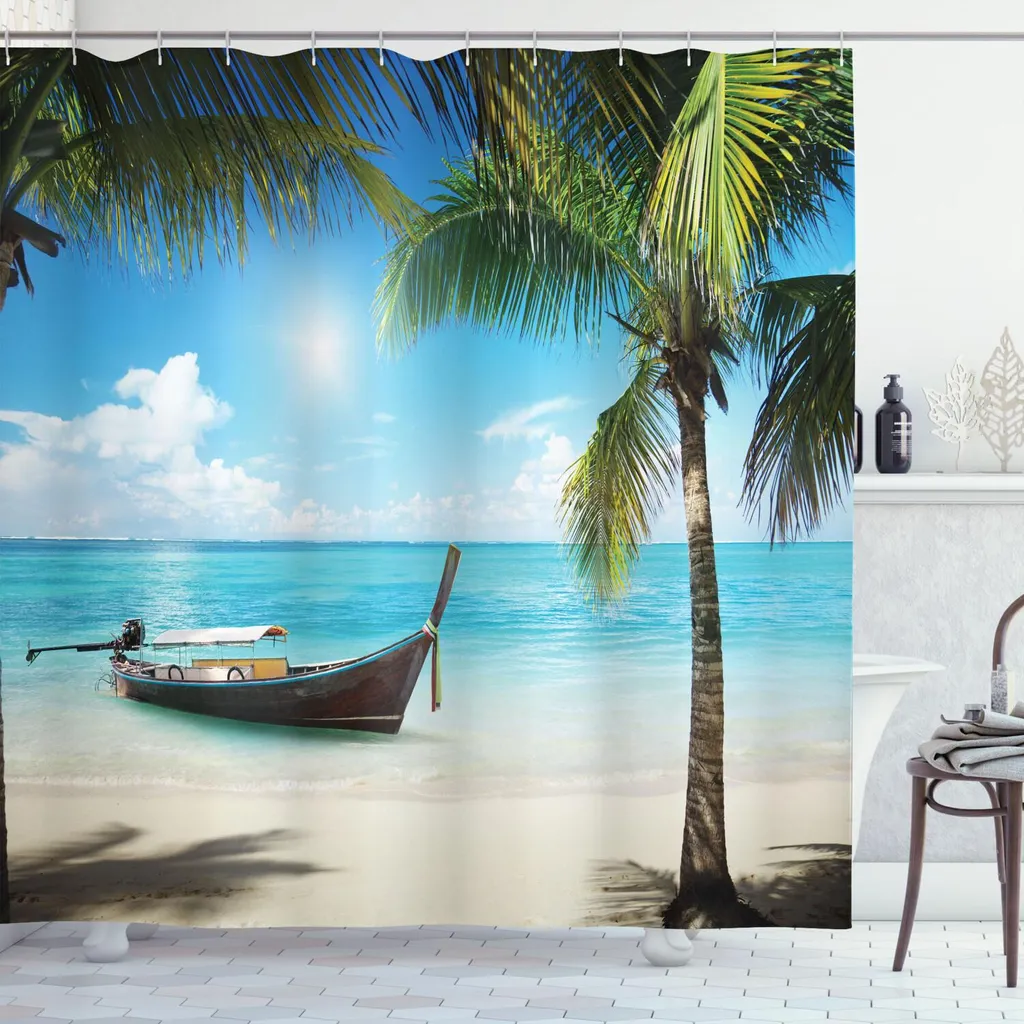 Tenda Doccia 175x200 Verde Aqua ABAKUHAUS - Tessuto Impermeabile Premium