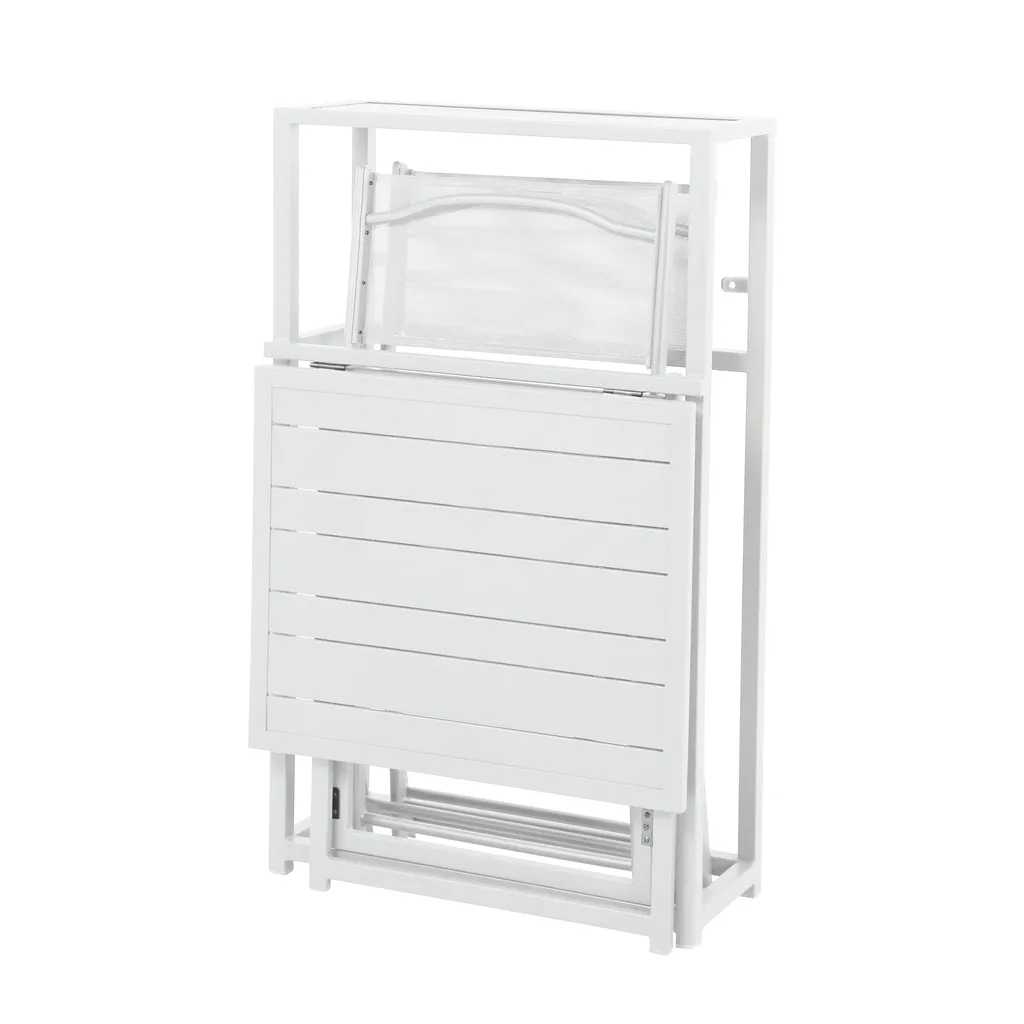 Set balcon pliable pour petits espaces - Solution gain de place blanc - 3
