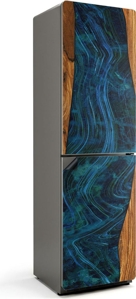 Eine Welle aus Harz im Holz – Magnetische Kühlschrank Abdeckung – Dekorfolie magnetisch Küche – Kühlschrank Magnet Deko – selbstklebende...