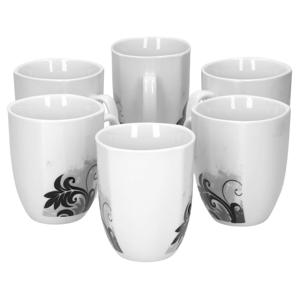6er Set Kaffeebecher Black Flower 33cl