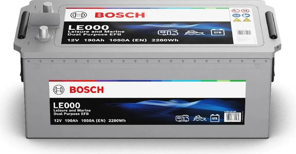 Bosch LE000 Batterie 12V 190Ah Haute Capacité 1050A Technologie EFB