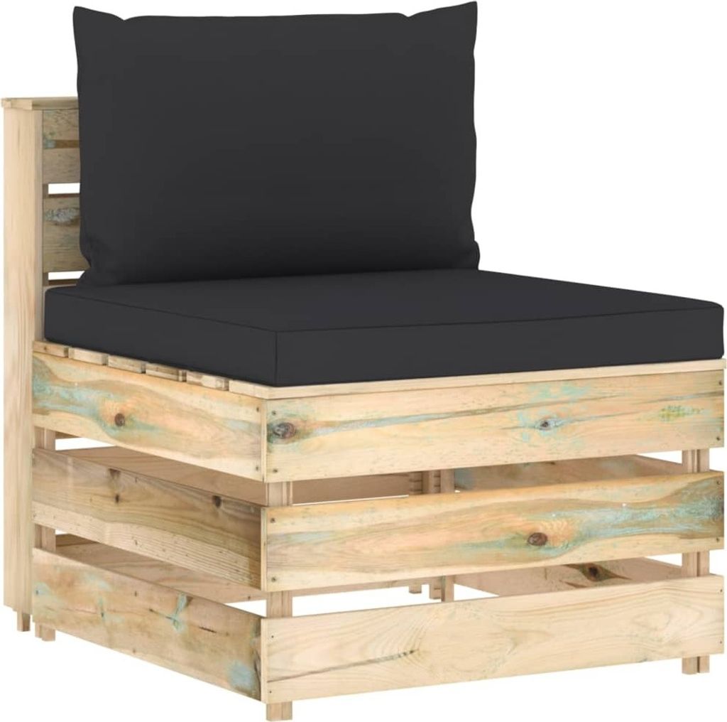 Möbel Modulares Mittelsofa mit Kissen Grün Imprägniertes Holz - Gartenstühle 3074514