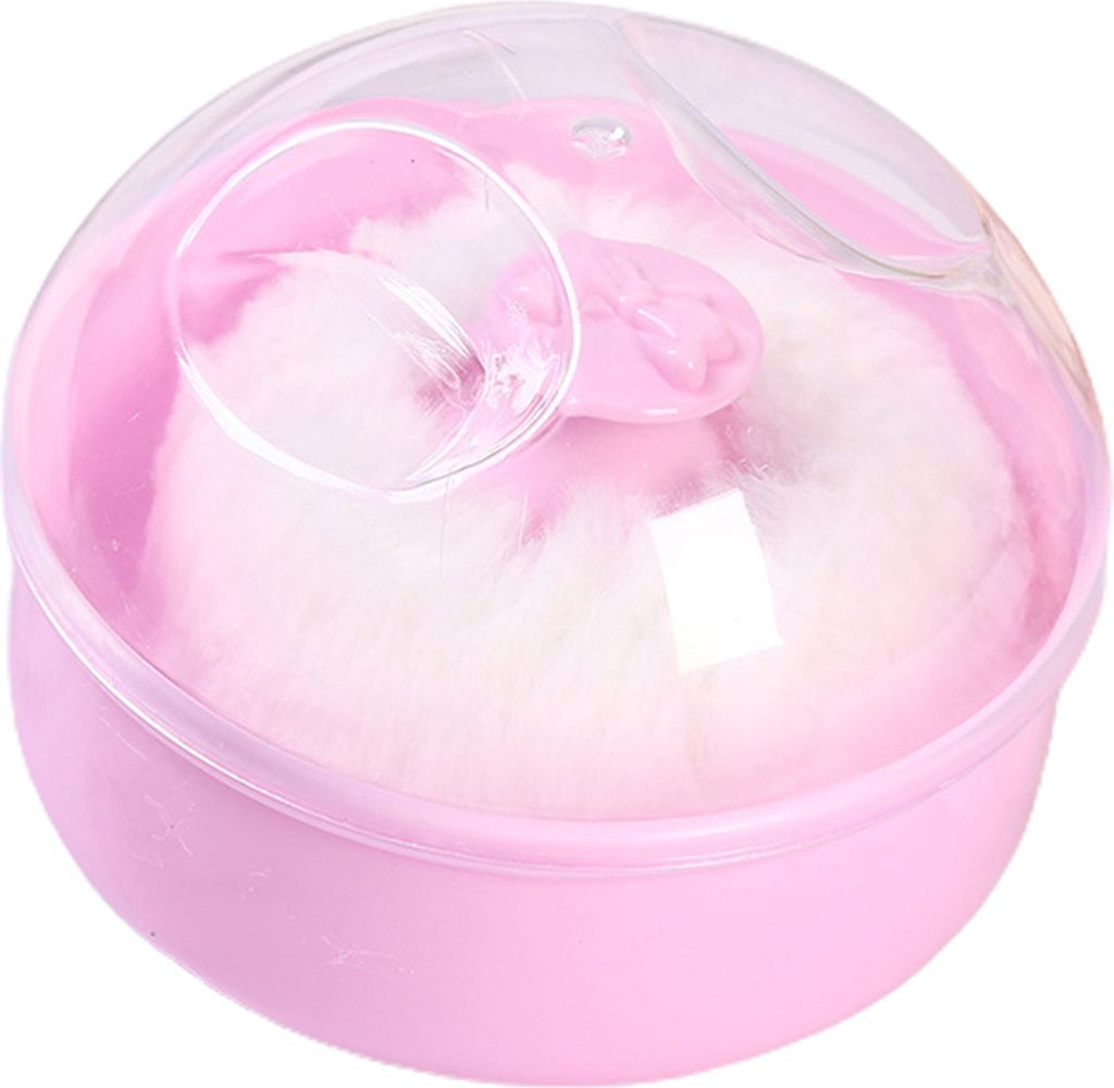Trockenpuderquaste mit weichen Borsten, transparenter Deckel, staubdicht, feuchtigkeitsbeständig, Behälter für Baby-Talkumpuder mit Puff-Make-up...