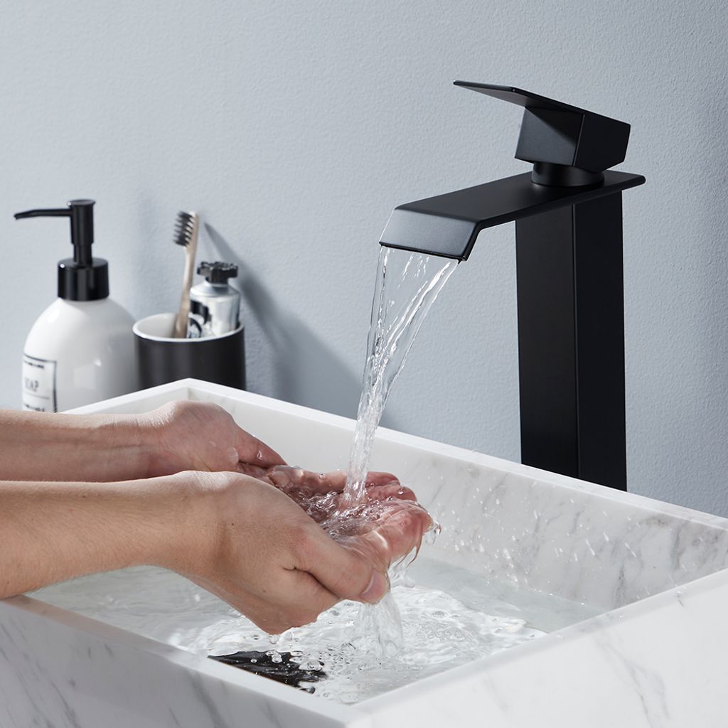 Homelody Wasserhahn Bad Wasserfall Badarmaturen Schwarz Produktbild 9