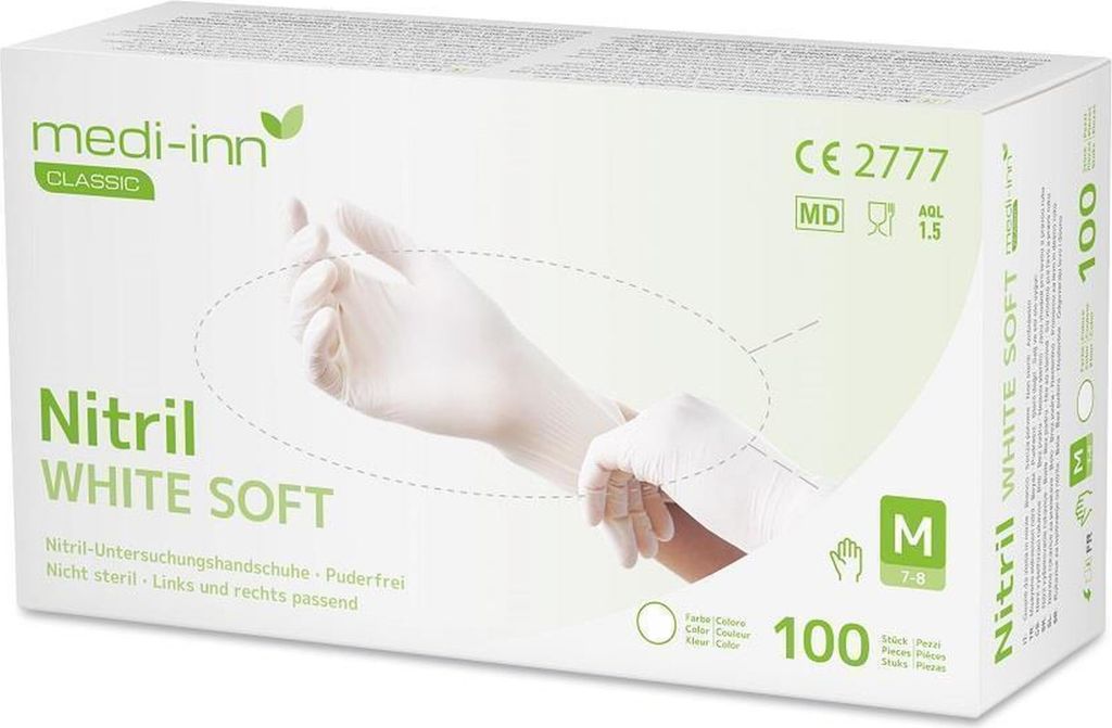 Medi-Inn Nitrilhandschuhe White Soft - Gr. L - 1000 Einmalhandschuhe