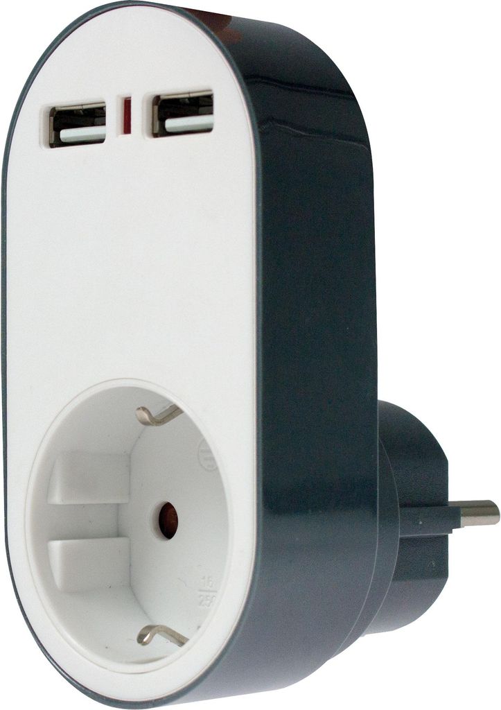 as-Schwabe Ladeadapter Schukosteckdose USB Steckplatz Mehrfachsteckdose IP20