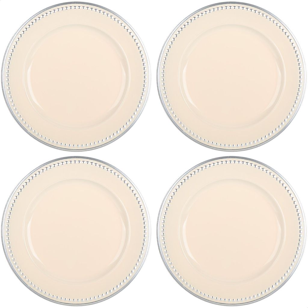 com-four® 4x Platzteller Vintage cremeweiß mit Motivrand - Produktbild 