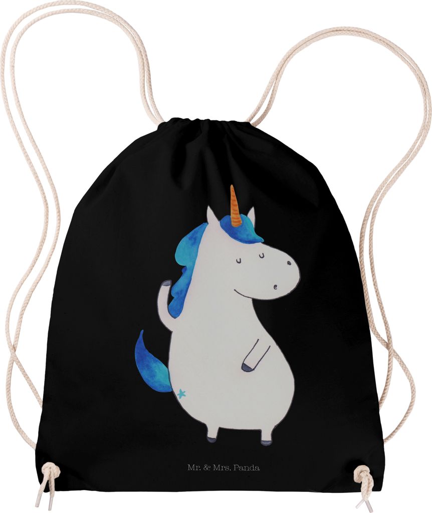 Mr. & Mrs. Panda Sportbeutel Einhorn Mann - Schwarz - Geschenk, Party, Säckchen, Einhörner, Cool, Stoffbeutel, Unicorn, Jutebeutel, Beutel, Famil...