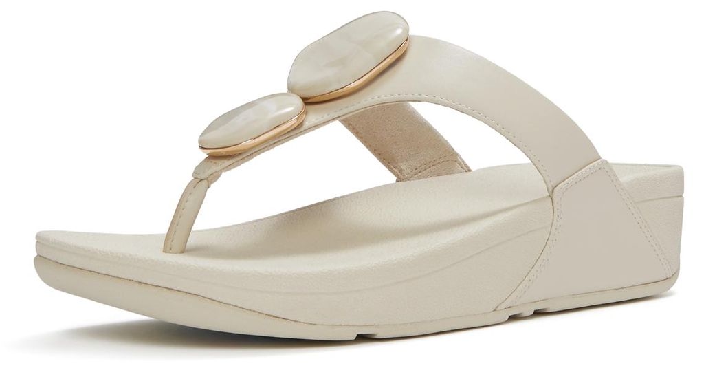 FITFLOP FitFlop Lulu Marbled-Stone Toe-Post Sandals BEIGE Productafbeelding 