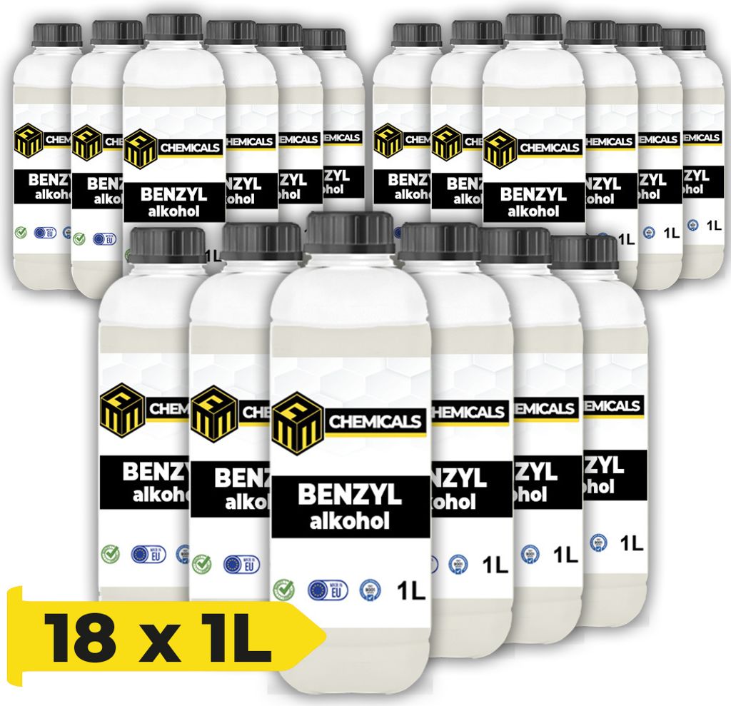 MRM CHEMICALS Benzylalkohol 1L Rein Phenylmethanol Lösungsmittel, Konservierungsmittel in Kosmetika Parfüms, Zusatzstoff E1519 Lebensmittelqualit...