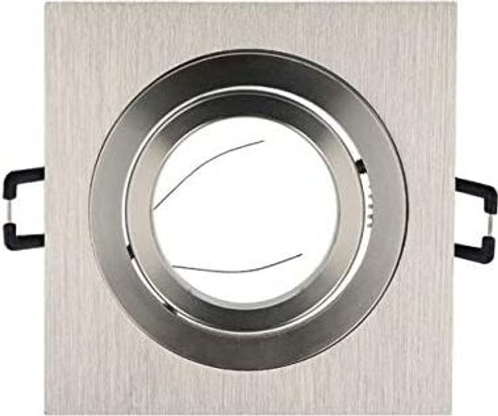 Einbaustrahler GU10 Ø75-85mm Bohrloch Alu inkl. GU5.3 Fassung für LED Leuchtmittel 50mm LED Lampen Silber Brushed Eckig