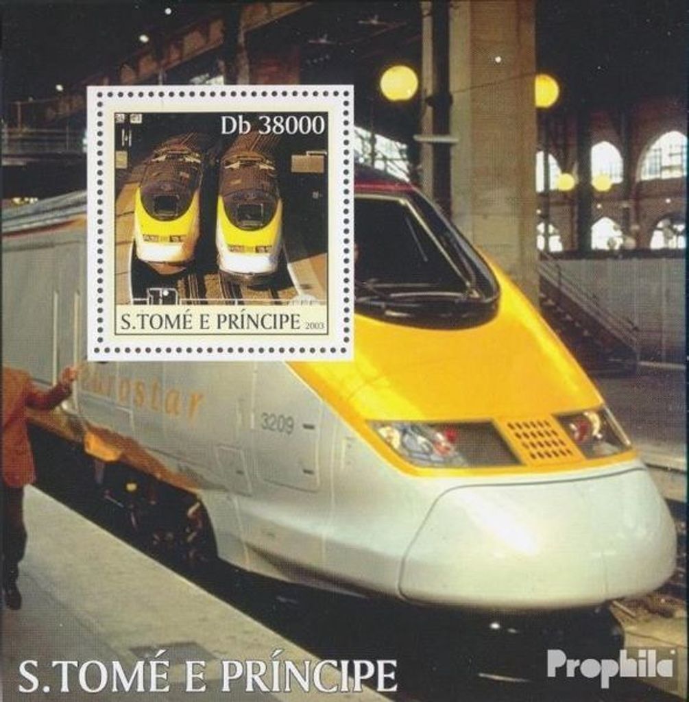 Briefmarken Sao Tome e Principe 2003 Mi Block 472 (kompl. Ausgabe) postfrisch Eurostar-Züge