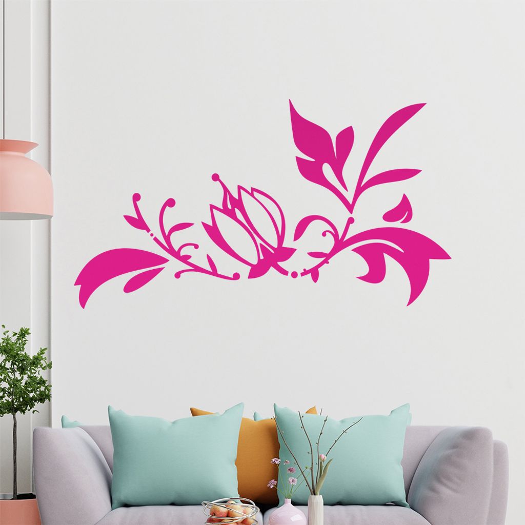 Blume - Ranken Wandtattoo in 6 Größen - Wandaufkleber Wall Sticker - Dekoration, Küche, Wohnzimmer, Schlafzimmer, Badezimmer