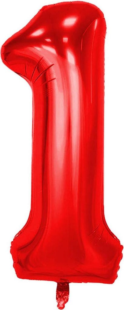 Ballon en plastique chiffre 1, environ 100 cm, rouge Image du produit 