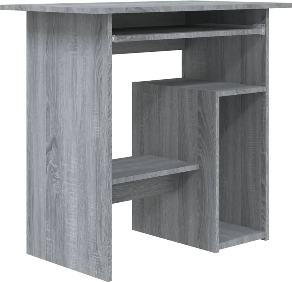 Scrivania PC 80x45 Grigio Sonoma | Postazione Smart Working Salvaspazio