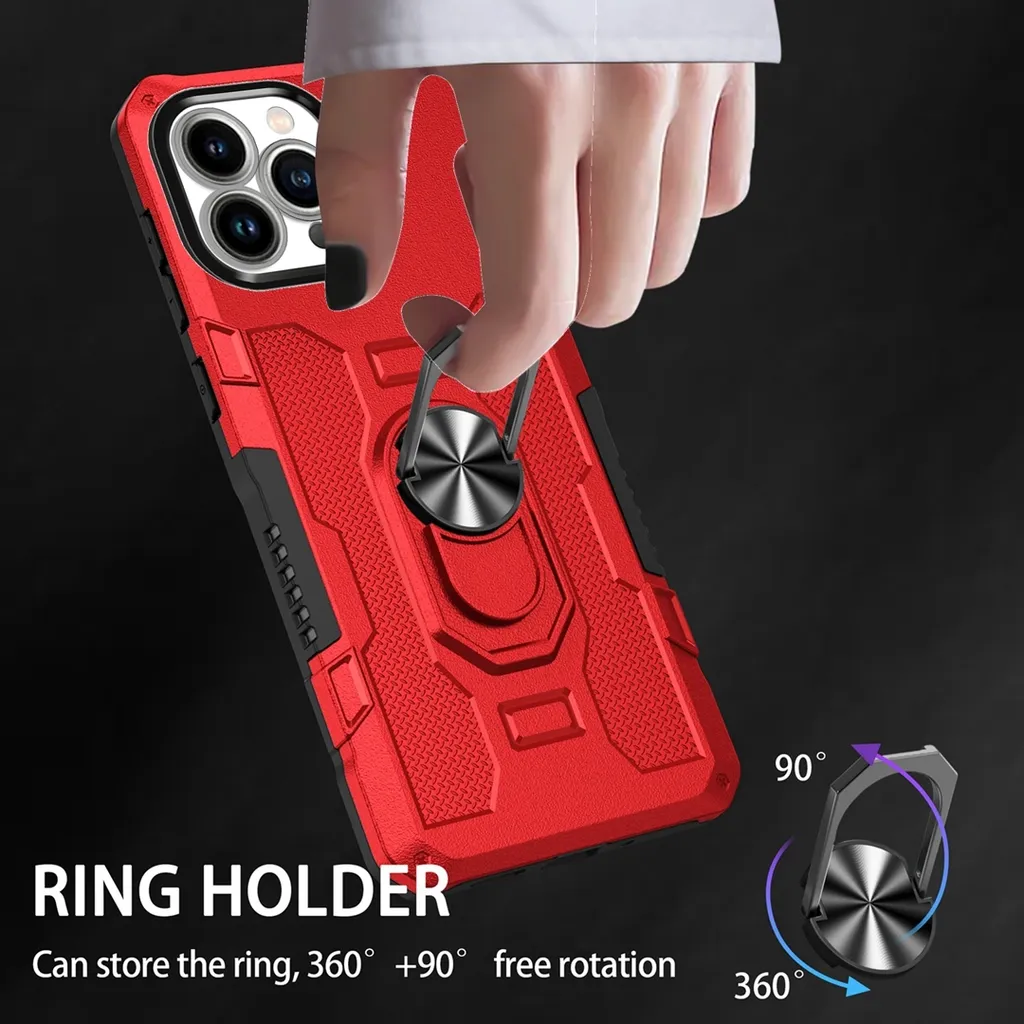 Custodia Rossa iPhone 12 Pro Max con Ring Holder e Supporto Magnetico - 7