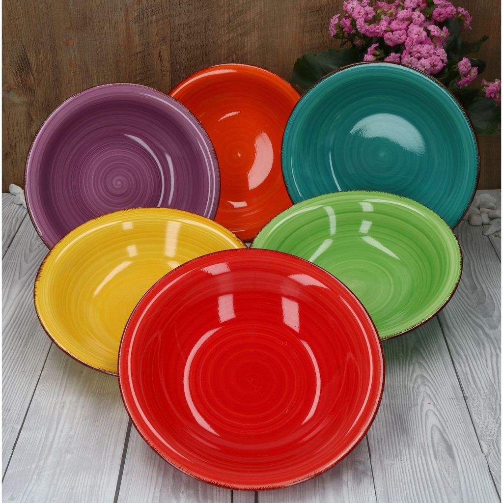 6tlg Suppentellerset Uni bunt tiefe Essteller 750ml