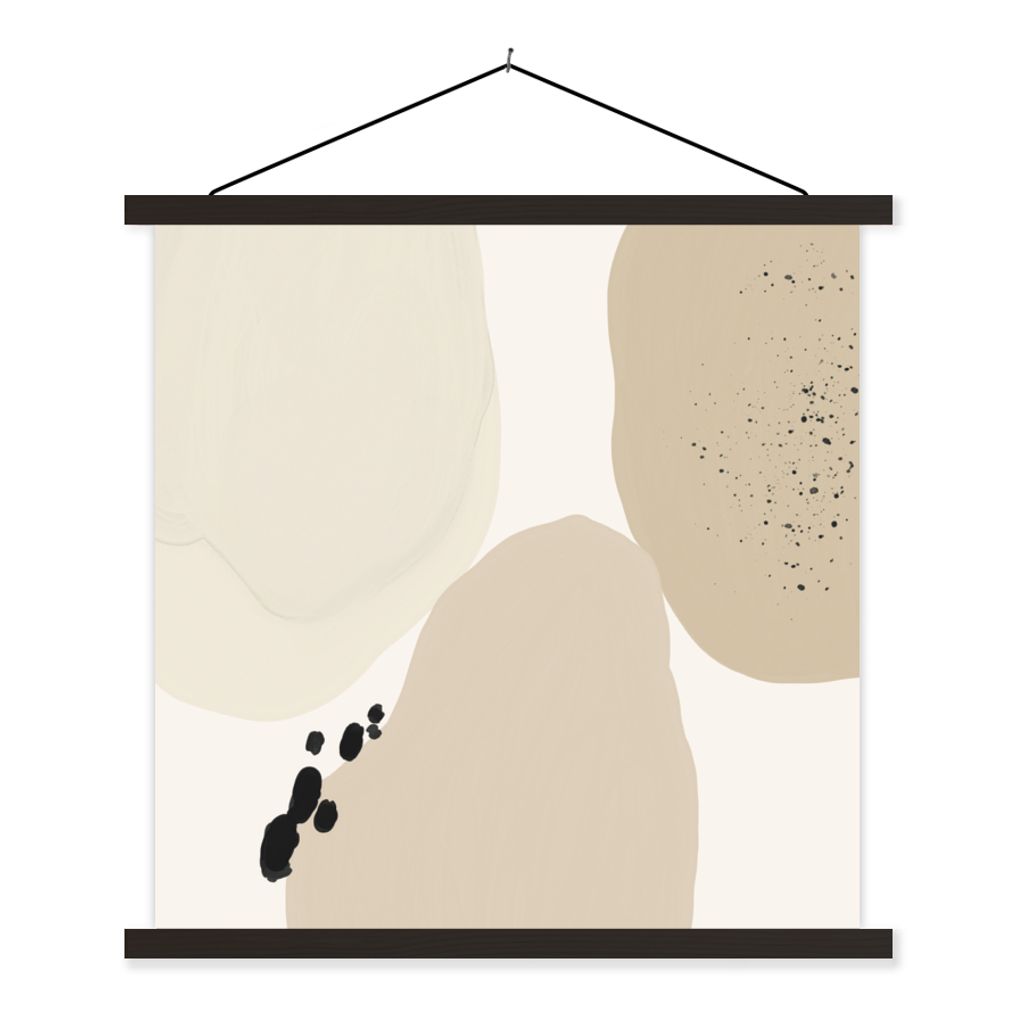 MuchoWow Textilposter Design - Braun - Pastell - Abstrakt 120x120 cm mit schwarzem Rahmen - Aufhängungsset