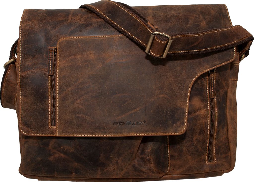 Greenburry Umhängetasche Leder braun Vintage Damen Herren Revolver Bag 1694B-25