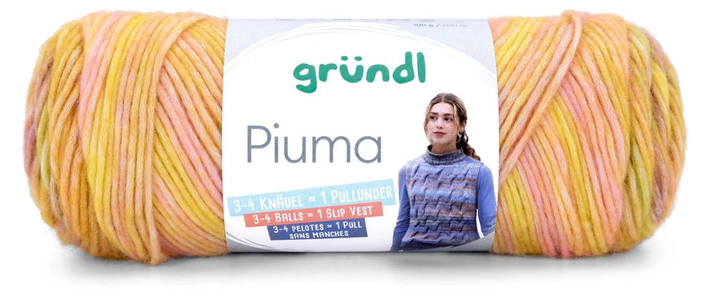 Gründl Strickset Luna Scarf mit Piuma uni oder color, Baumwollmischung,100 g incl. Anleitung Luna Set color 01