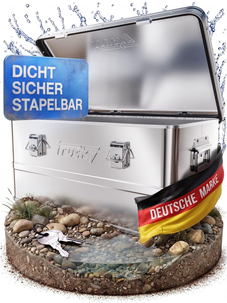 Aluminium Box mit Deckel 65L Silber Alukiste Alu Kiste Produktbild 