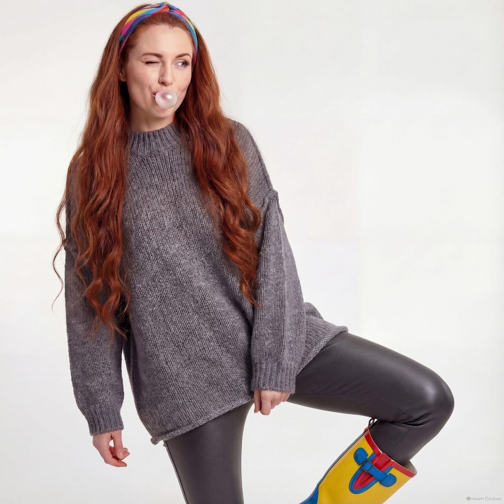 Strickpullover Damen Grobstrick Pullover Mock Neck Kragen Produktbild 