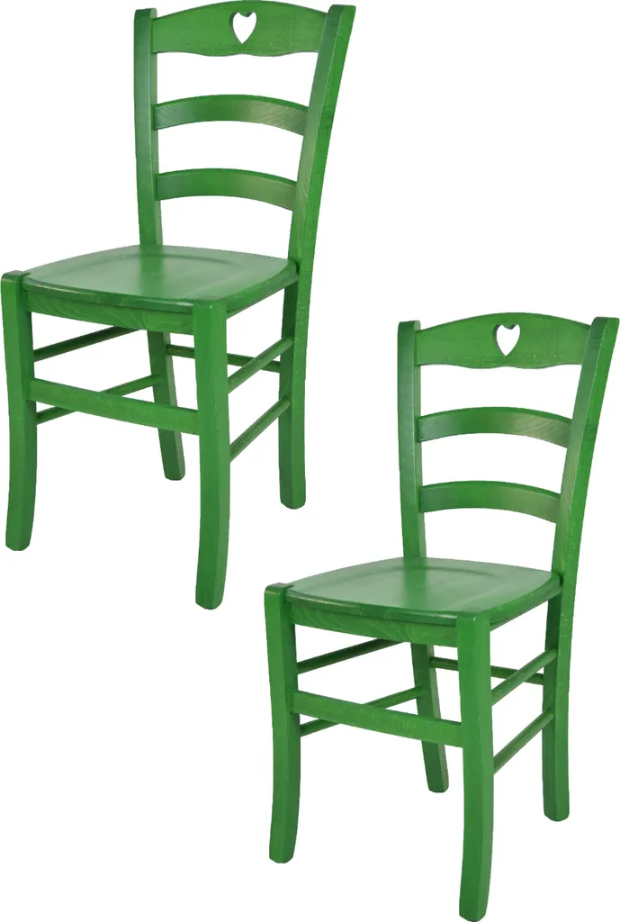 Set 2 Sedie Cuore Tommychairs in Legno di Faggio Verde Anilina