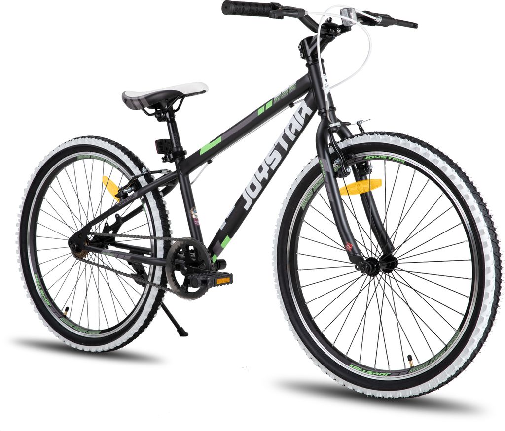 JOYSTAR 24 Zoll Kinderfahrrad für Jungen & Mädchen im Alter von 7-12 Jahren Hardtail Mountainbike für Kinder mit 1-Gang,Schwarz